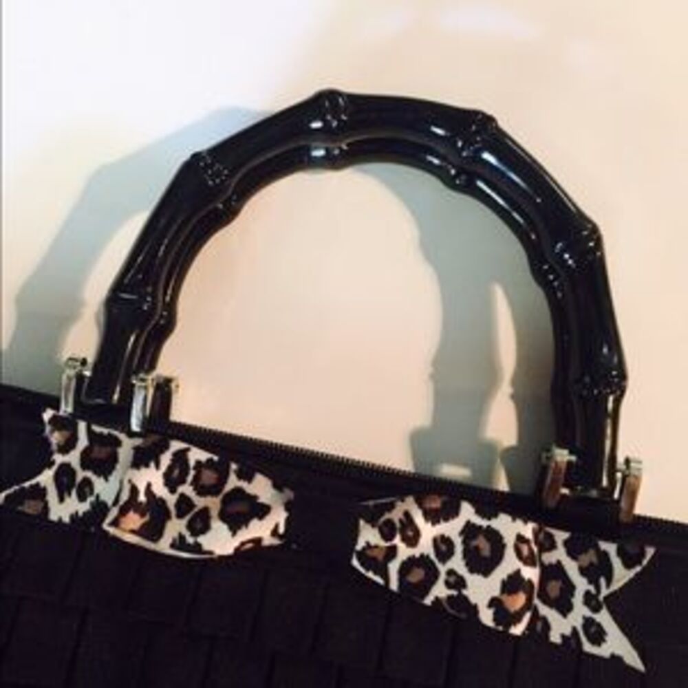 Black Ribbon Purse w Cheetah Bow BRACIANO - Picture 4 of 6